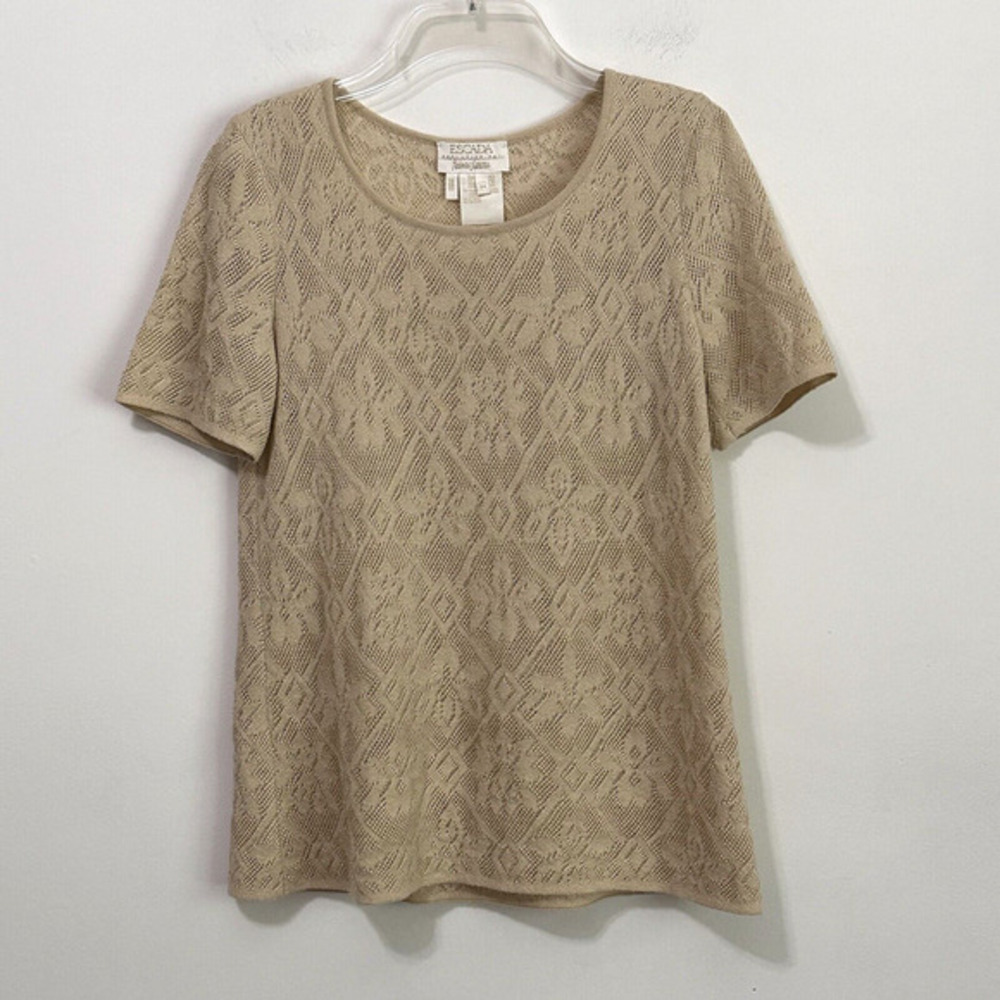 Escada Neiman Marcus Knit Top Sweater 34 L Short Sleeve Shirt Party‎ Cocktail